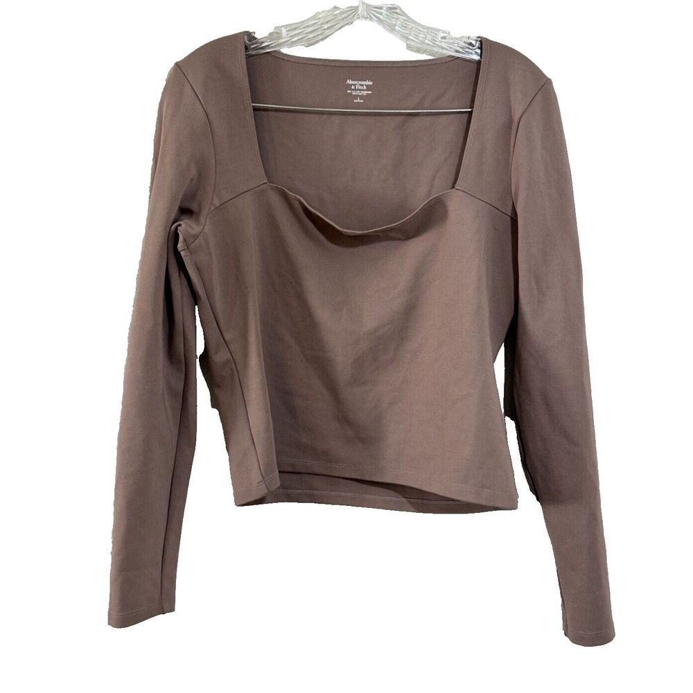 Abercrombie & Fitch Women's Top Large Square Neck Long Sleeve 90s Y2k Style